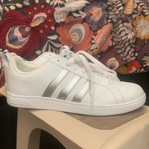 Women’s Adidas- white with silver adidas stripes